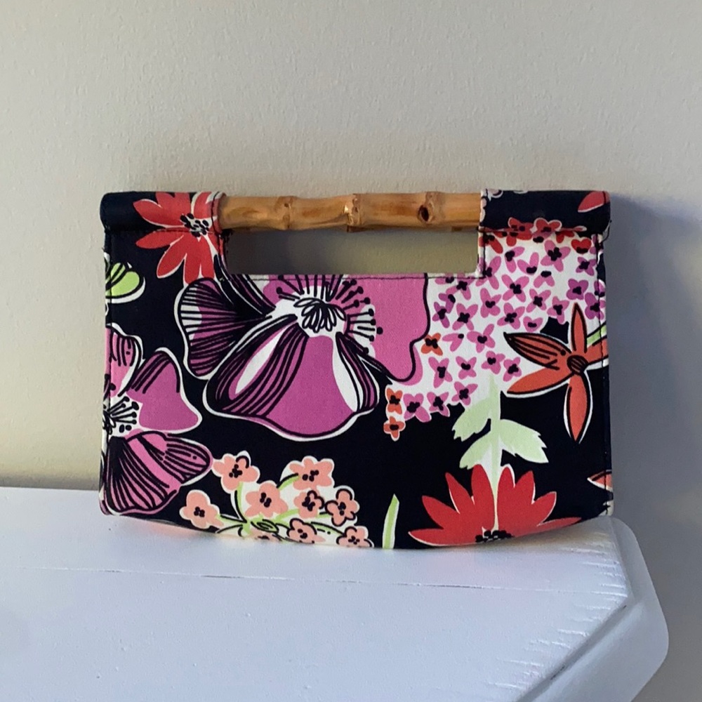 Lilly Pulitzer Bamboo purse bag Black Flower Market